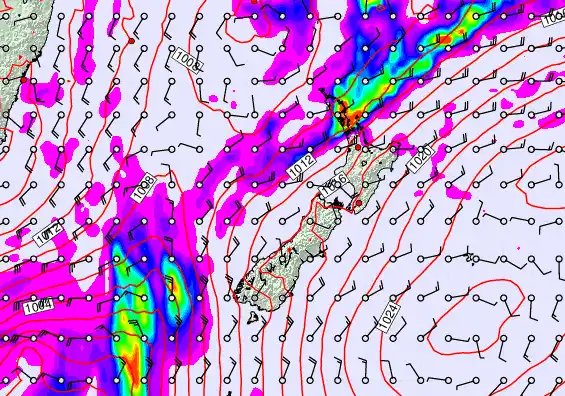 New Zealand forecast chart for Sunday, May 24th, 2026 at 6:00 AM