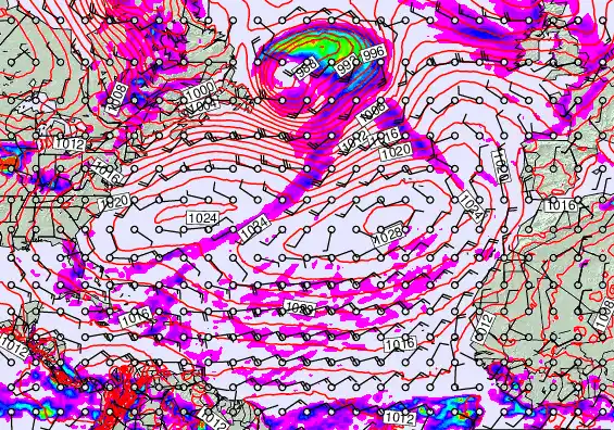 North Atlantic forecast chart for Sunday, May 17th, 2026 at 6:00 AM