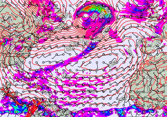 North Atlantic forecast chart for Sunday, May 17th, 2026 at 12:00 PM