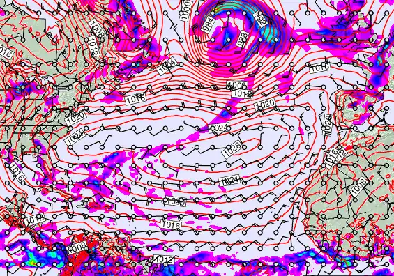 North Atlantic forecast chart for Sunday, May 17th, 2026 at 6:00 PM