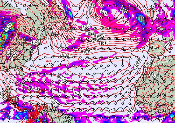 North Atlantic forecast chart for Monday, May 18th, 2026 at 12:00 PM