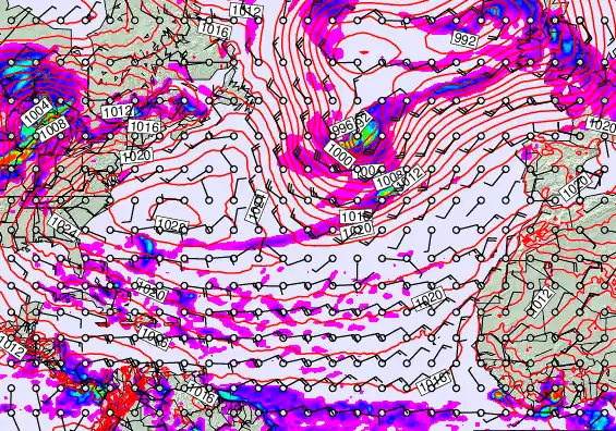North Atlantic forecast chart for Tuesday, May 19th, 2026 at 12:00 PM