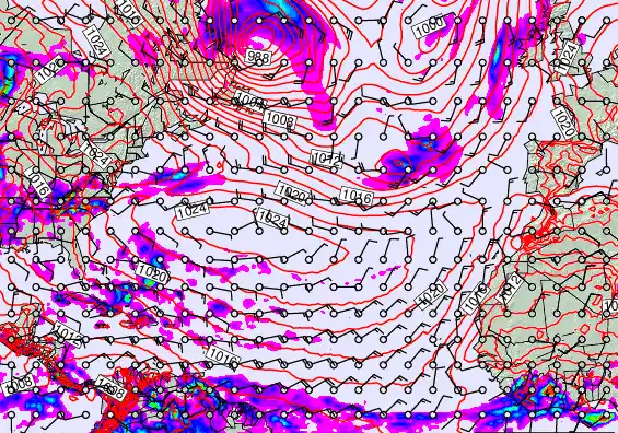 North Atlantic forecast chart for Friday, May 22nd, 2026 at 12:00 AM