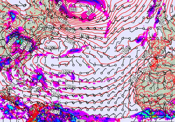 North Atlantic forecast chart for Friday, May 22nd, 2026 at 6:00 PM