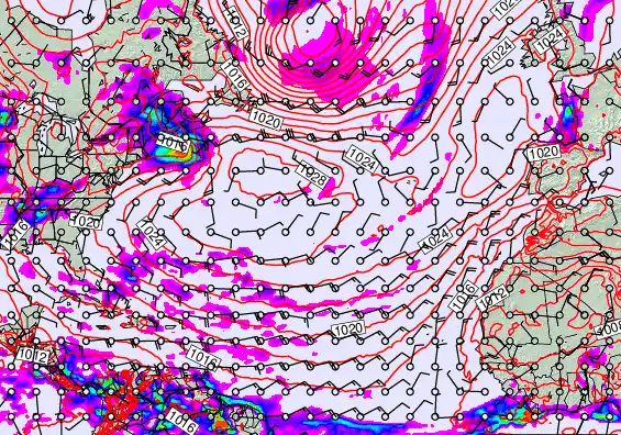 North Atlantic forecast chart for Saturday, May 23rd, 2026 at 12:00 PM