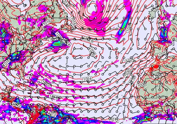 North Atlantic forecast chart for Saturday, May 23rd, 2026 at 6:00 PM
