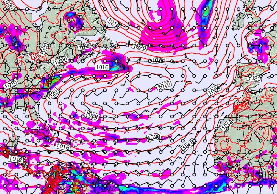 North Atlantic forecast chart for Sunday, May 24th, 2026 at 6:00 AM