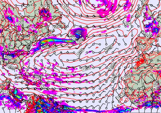 North Atlantic forecast chart for Sunday, May 24th, 2026 at 6:00 PM