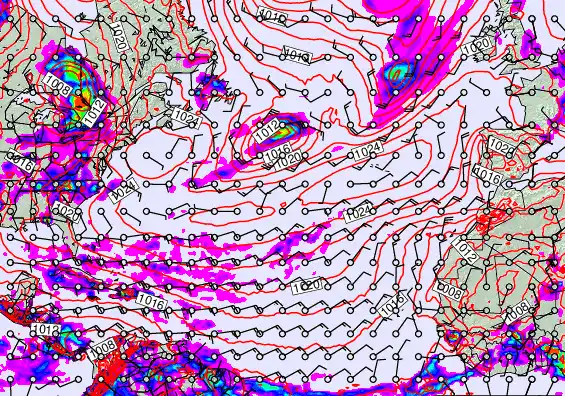 North Atlantic forecast chart for Tuesday, May 26th, 2026 at 12:00 AM