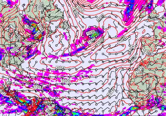 North Atlantic forecast chart for Tuesday, May 26th, 2026 at 12:00 PM