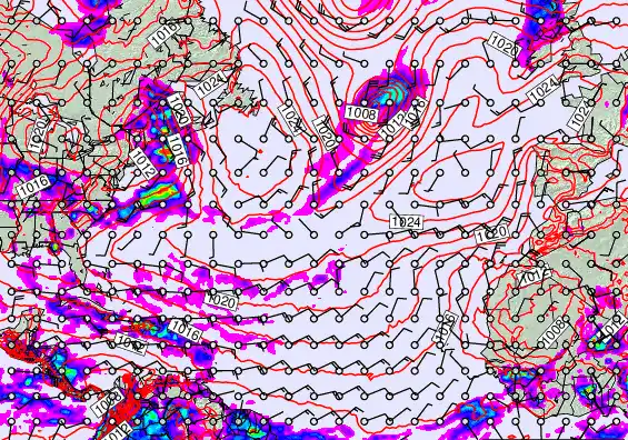 North Atlantic forecast chart for Wednesday, May 27th, 2026 at 12:00 AM