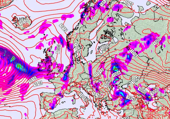 Europe forecast chart for Monday, May 18th, 2026 at 12:00 AM