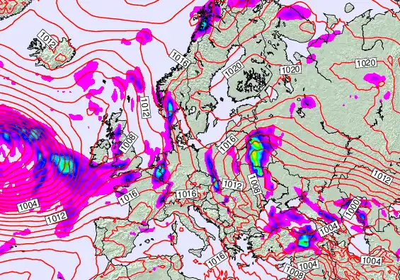 Europe forecast chart for Monday, May 18th, 2026 at 6:00 AM