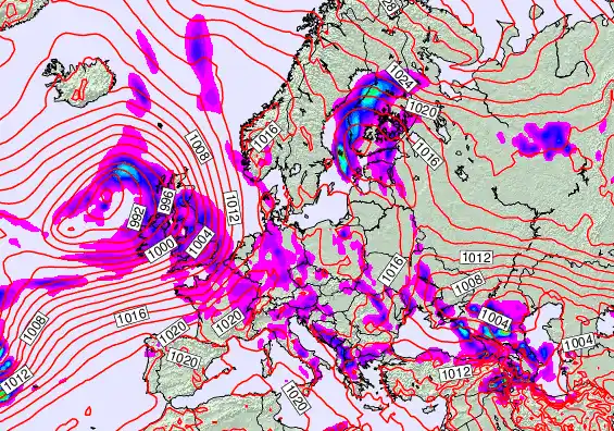 Europe forecast chart for Tuesday, May 19th, 2026 at 12:00 PM