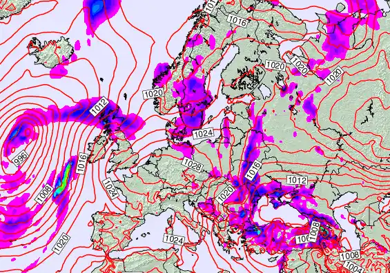 Europe forecast chart for Thursday, May 21st, 2026 at 12:00 PM