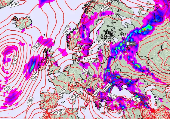 Europe forecast chart for Thursday, May 21st, 2026 at 6:00 PM