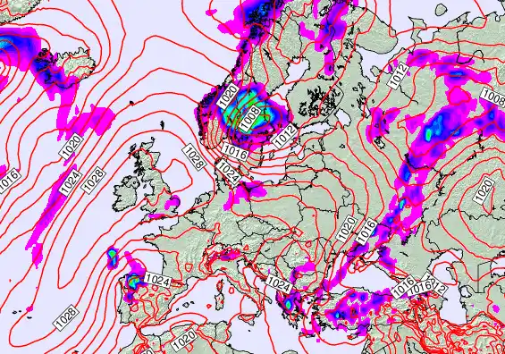 Europe forecast chart for Sunday, May 24th, 2026 at 12:00 AM
