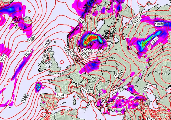 Europe forecast chart for Sunday, May 24th, 2026 at 6:00 AM