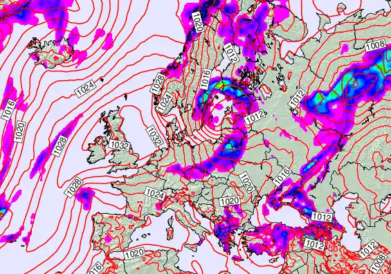 Europe forecast chart for Sunday, May 24th, 2026 at 12:00 PM