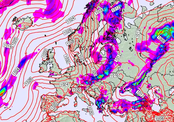 Europe forecast chart for Sunday, May 24th, 2026 at 6:00 PM