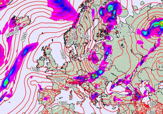 Europe forecast chart for Monday, May 25th, 2026 at 12:00 AM