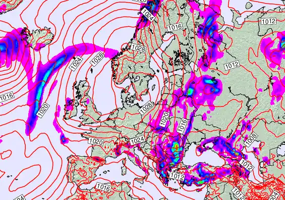 Europe forecast chart for Monday, May 25th, 2026 at 6:00 PM