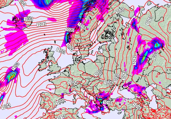 Europe forecast chart for Wednesday, May 27th, 2026 at 6:00 AM