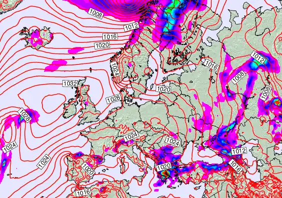 Europe forecast chart for Wednesday, May 27th, 2026 at 6:00 PM
