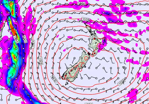 New Zealand forecast chart for Monday, May 18th, 2026 at 6:00 AM