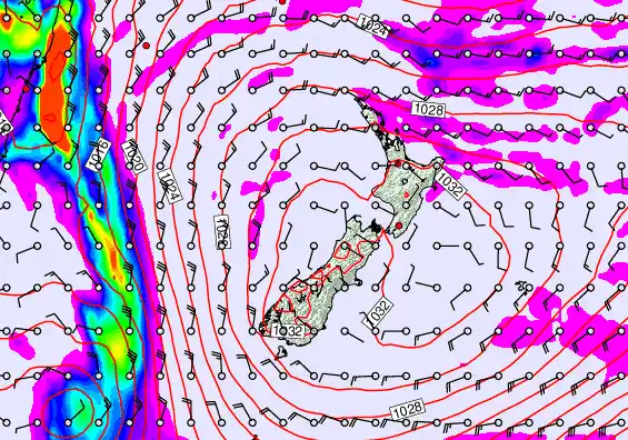New Zealand forecast chart for Monday, May 18th, 2026 at 6:00 PM