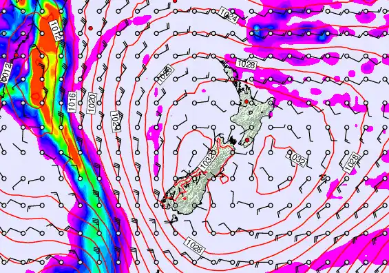 New Zealand forecast chart for Tuesday, May 19th, 2026 at 12:00 AM