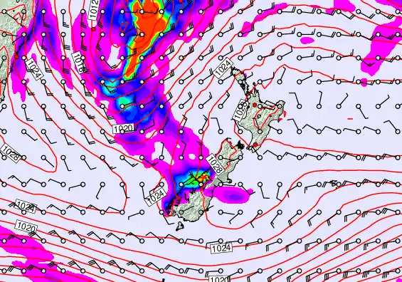 New Zealand forecast chart for Thursday, May 21st, 2026 at 12:00 PM
