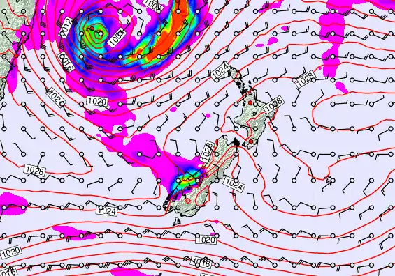 New Zealand forecast chart for Friday, May 22nd, 2026 at 12:00 AM