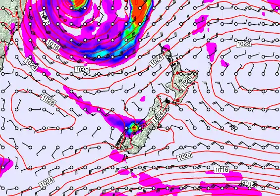New Zealand forecast chart for Friday, May 22nd, 2026 at 12:00 PM