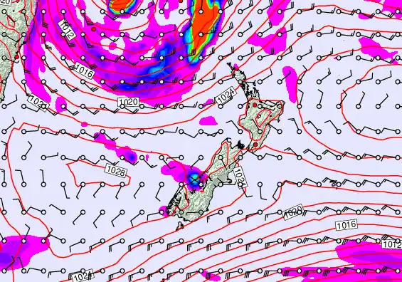 New Zealand forecast chart for Friday, May 22nd, 2026 at 6:00 PM