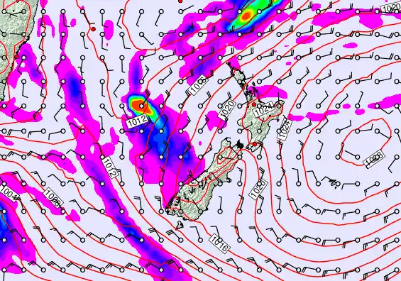New Zealand forecast chart for Sunday, May 24th, 2026 at 6:00 PM