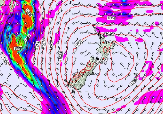 New Zealand forecast chart for Tuesday, May 19th, 2026 at 6:00 AM