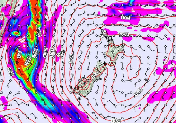 New Zealand forecast chart for Tuesday, May 19th, 2026 at 12:00 PM