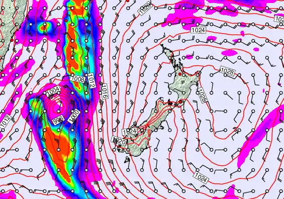New Zealand forecast chart for Wednesday, May 20th, 2026 at 12:00 AM