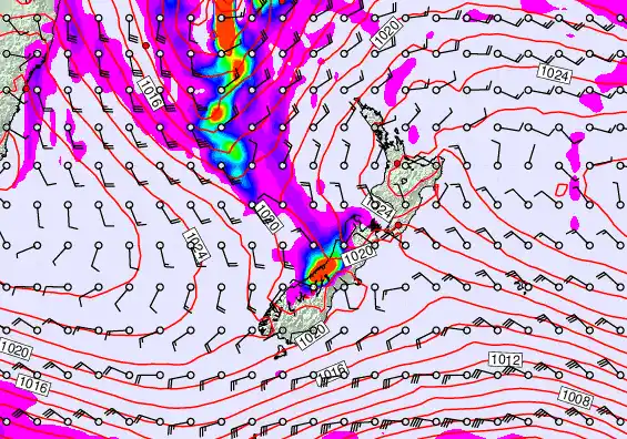New Zealand forecast chart for Thursday, May 21st, 2026 at 6:00 AM