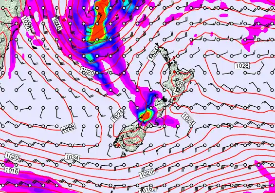 New Zealand forecast chart for Thursday, May 21st, 2026 at 12:00 PM