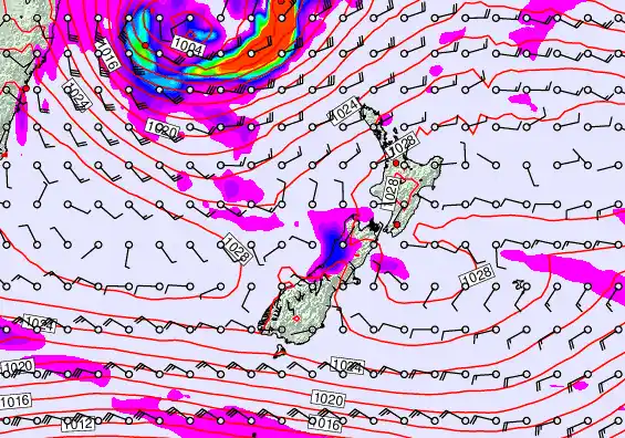 New Zealand forecast chart for Friday, May 22nd, 2026 at 12:00 AM