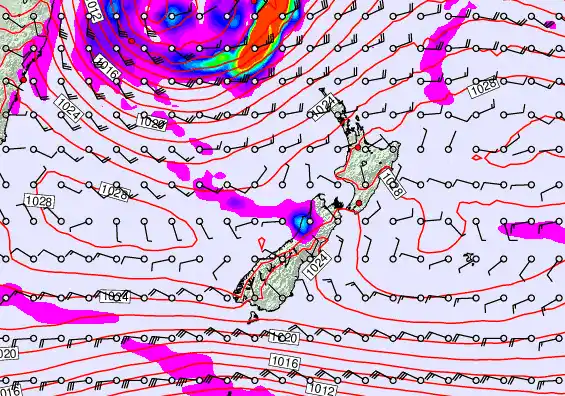 New Zealand forecast chart for Friday, May 22nd, 2026 at 6:00 AM