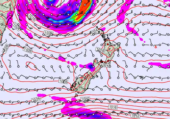 New Zealand forecast chart for Friday, May 22nd, 2026 at 12:00 PM