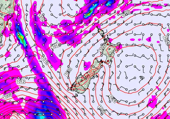 New Zealand forecast chart for Sunday, May 24th, 2026 at 12:00 PM