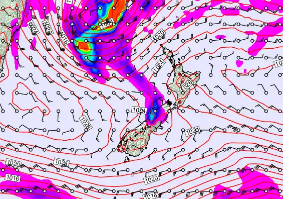 New Zealand forecast chart for Thursday, May 21st, 2026 at 12:00 PM