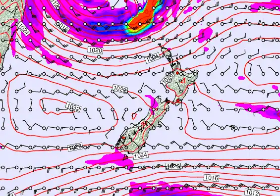 New Zealand forecast chart for Friday, May 22nd, 2026 at 12:00 PM
