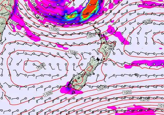 New Zealand forecast chart for Friday, May 22nd, 2026 at 6:00 PM