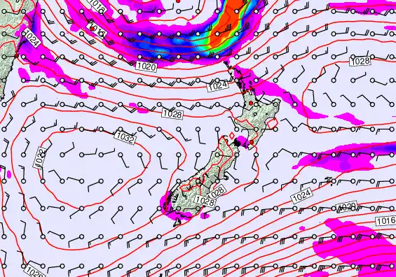 New Zealand forecast chart for Saturday, May 23rd, 2026 at 12:00 AM