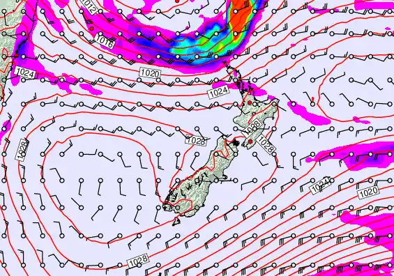 New Zealand forecast chart for Saturday, May 23rd, 2026 at 6:00 AM